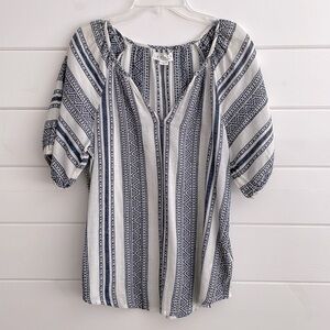 NWT Velvet by Graham & Spencer Blue/White Cotton XS Top